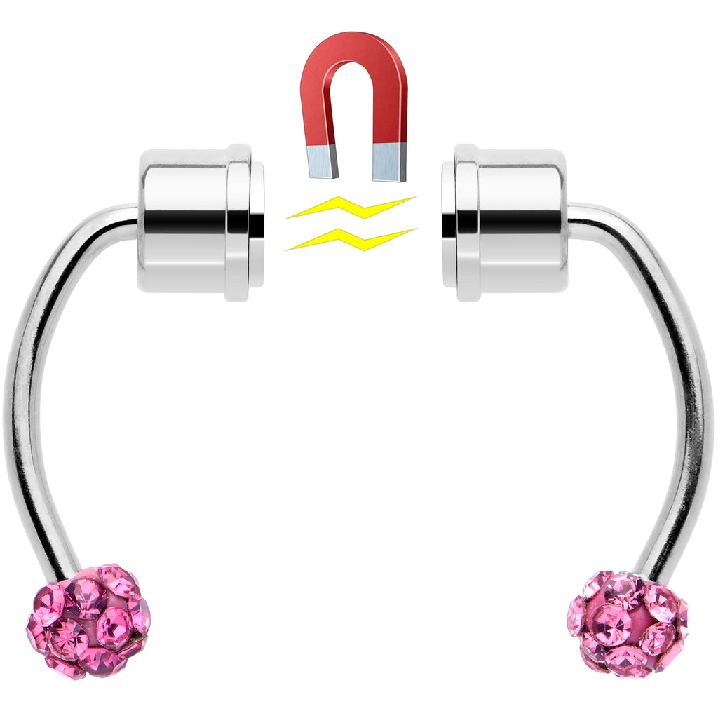 BodyCandy Pink Gem Magnetic Septum Ring Horseshoe Non-Pierced Fake Nose Ring Set — side view
