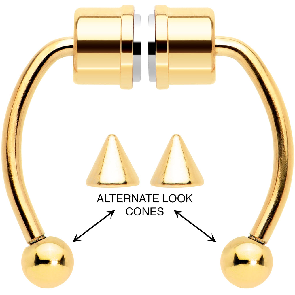 BodyCandy Gold Tone PVD Magnetic Septum Ring Horseshoe Non-Pierced Fake Nose Ring Set — main product shot