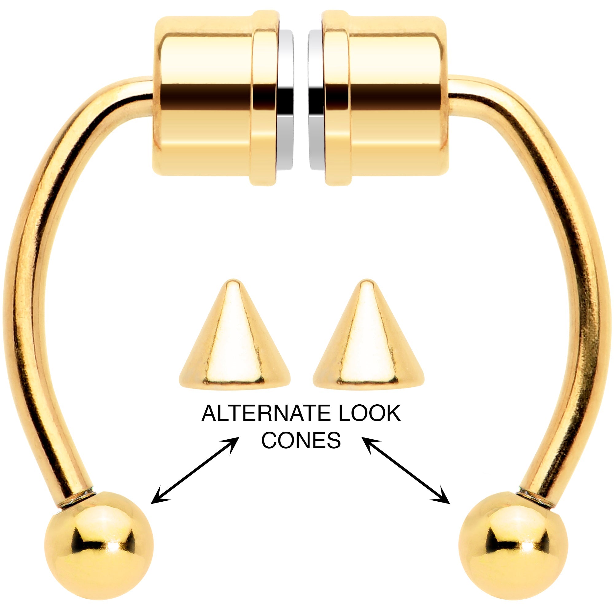 BodyCandy Gold Tone PVD Magnetic Septum Ring Horseshoe Non-Pierced Fake Nose Ring Set — main product shot