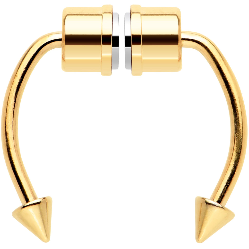 BodyCandy Gold Tone PVD Magnetic Septum Ring Horseshoe Non-Pierced Fake Nose Ring Set — detail close-up