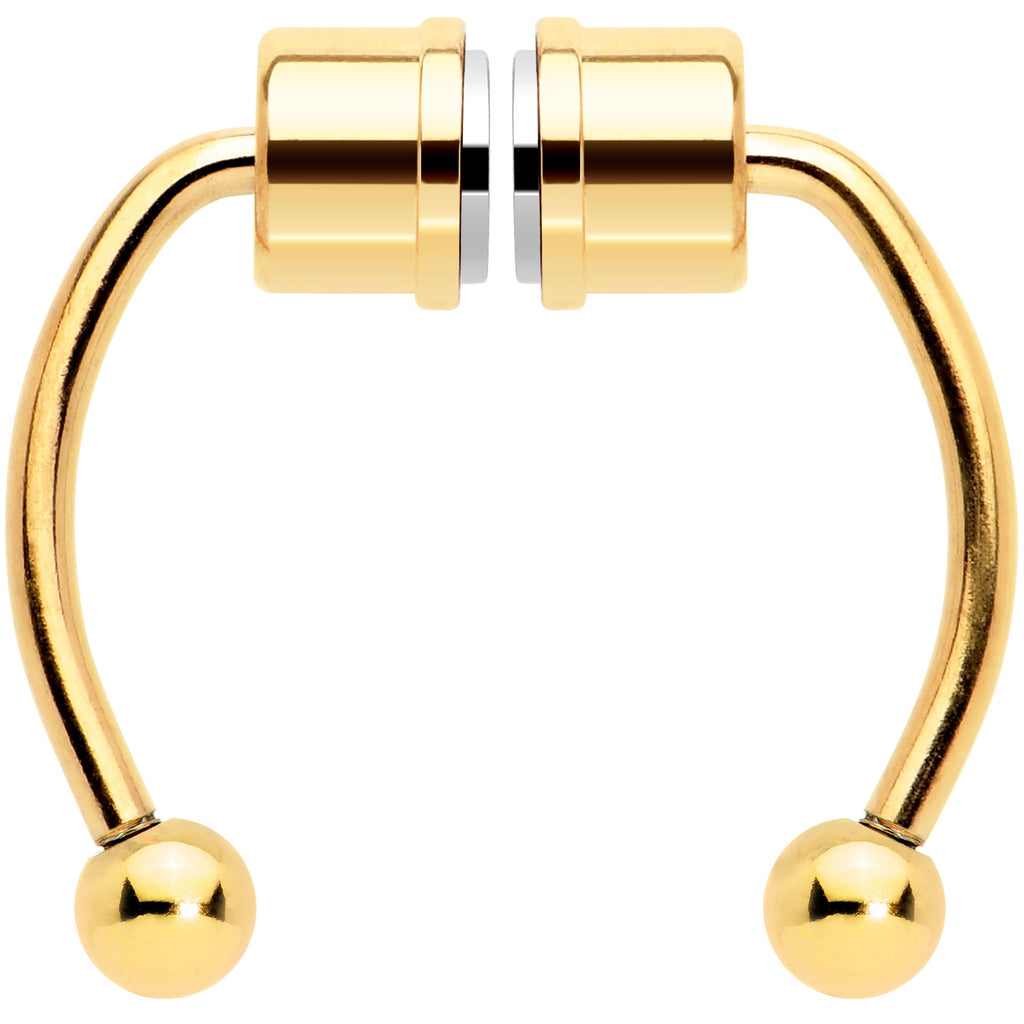 BodyCandy Gold Tone PVD Magnetic Septum Ring Horseshoe Non-Pierced Fake Nose Ring Set — lifestyle context