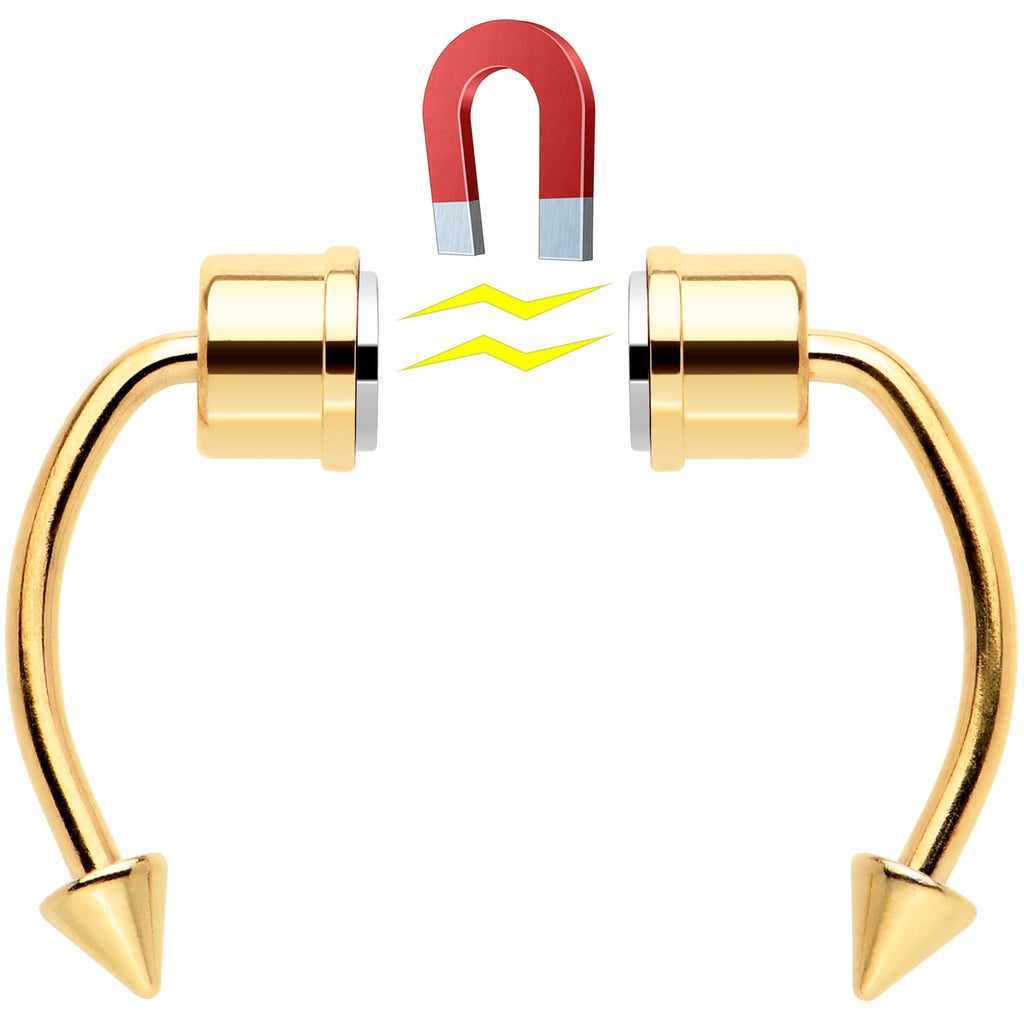 BodyCandy Gold Tone PVD Magnetic Septum Ring Horseshoe Non-Pierced Fake Nose Ring Set — side view