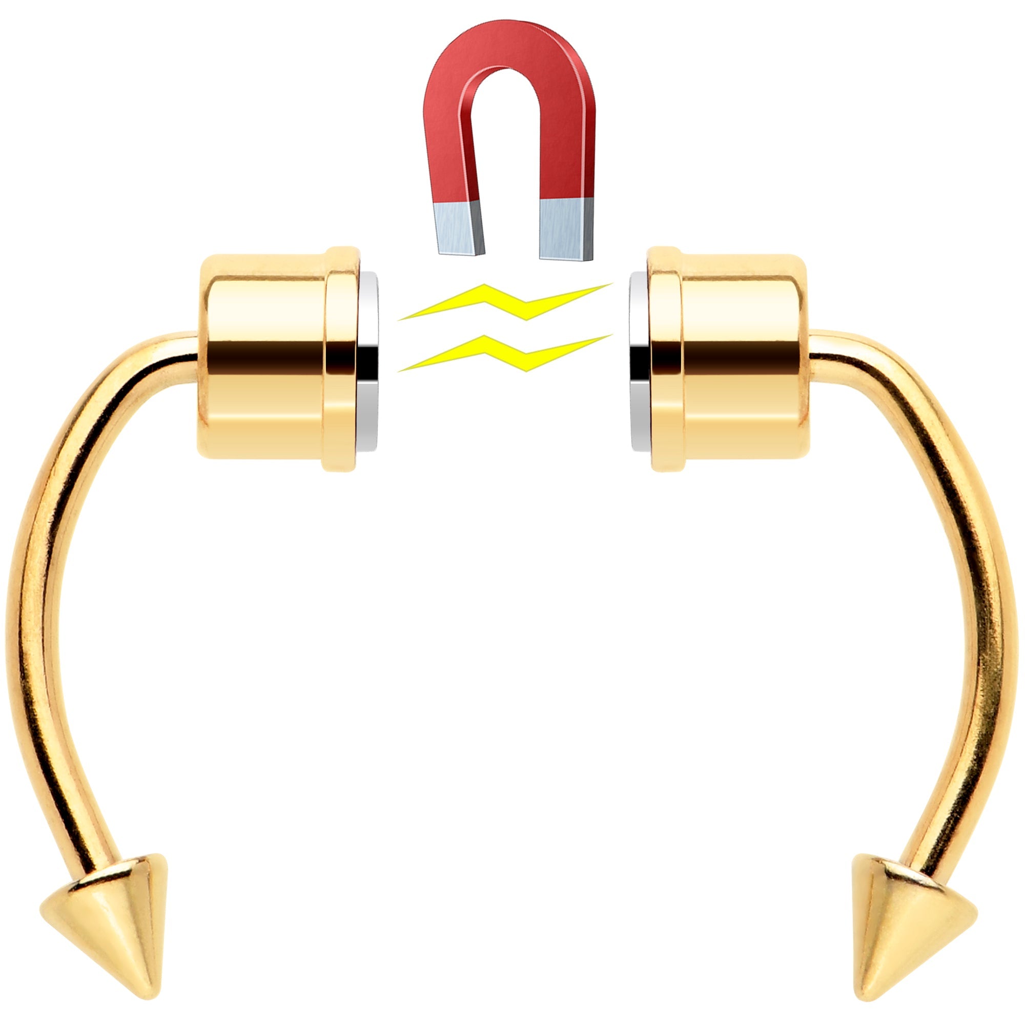BodyCandy Gold Tone PVD Magnetic Septum Ring Horseshoe Non-Pierced Fake Nose Ring Set — side view