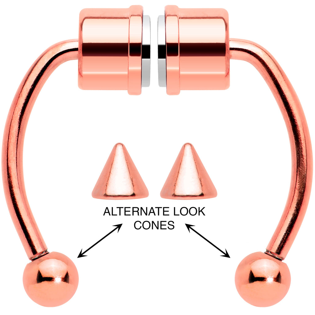 BodyCandy Rose Gold Tone Magnetic Septum Ring Horseshoe Non-Pierced Fake Nose Ring Set — main product shot