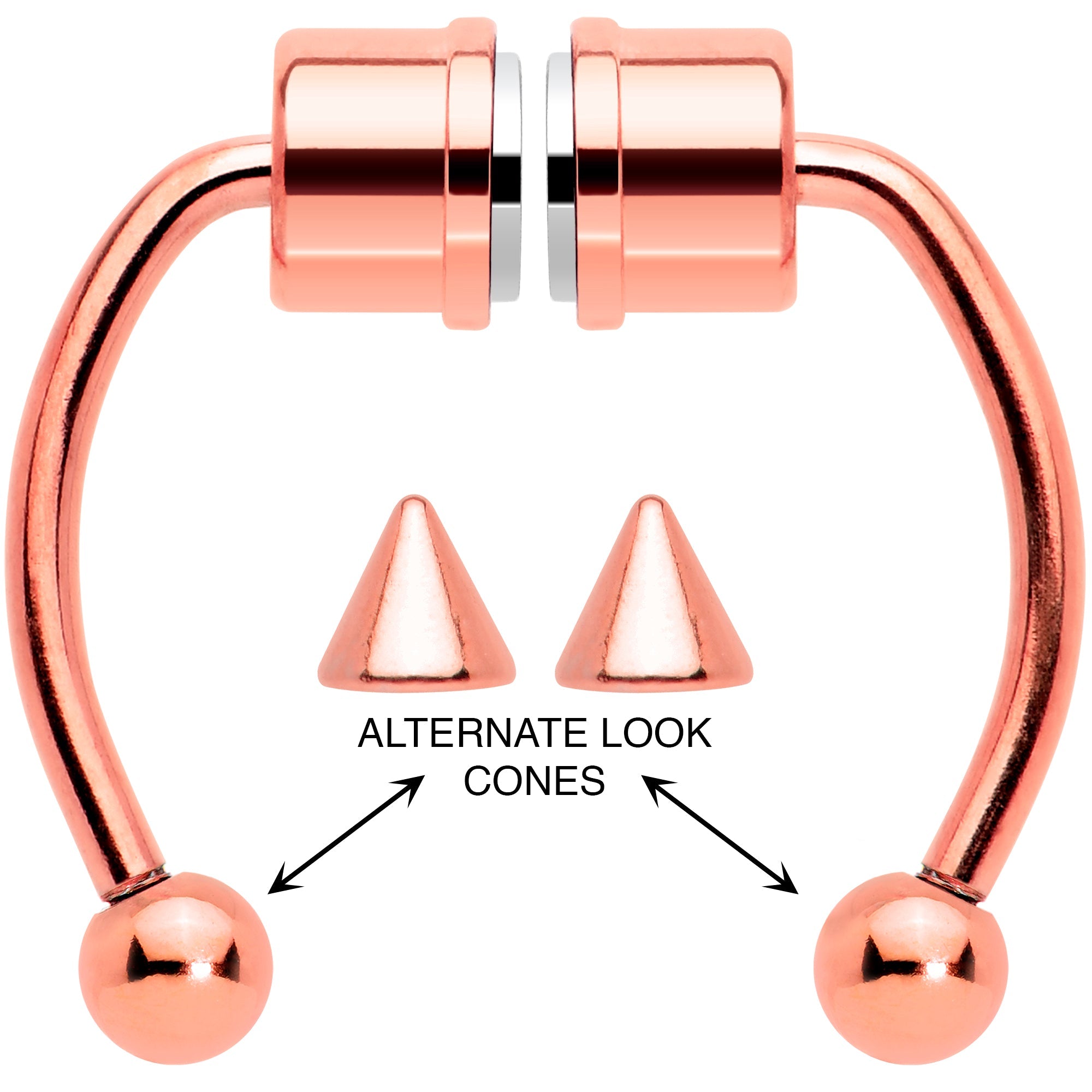 BodyCandy Rose Gold Tone Magnetic Septum Ring Horseshoe Non-Pierced Fake Nose Ring Set — main product shot