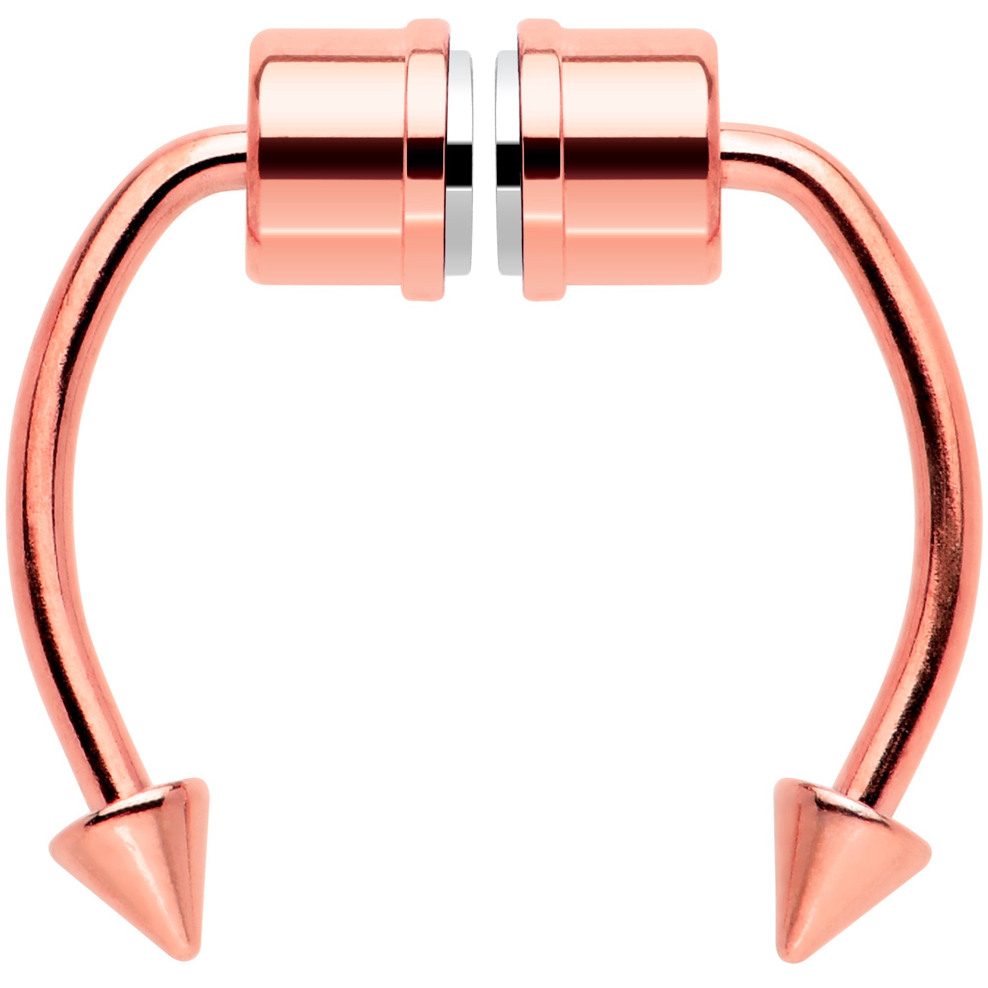 BodyCandy Rose Gold Tone Magnetic Septum Ring Horseshoe Non-Pierced Fake Nose Ring Set — detail close-up