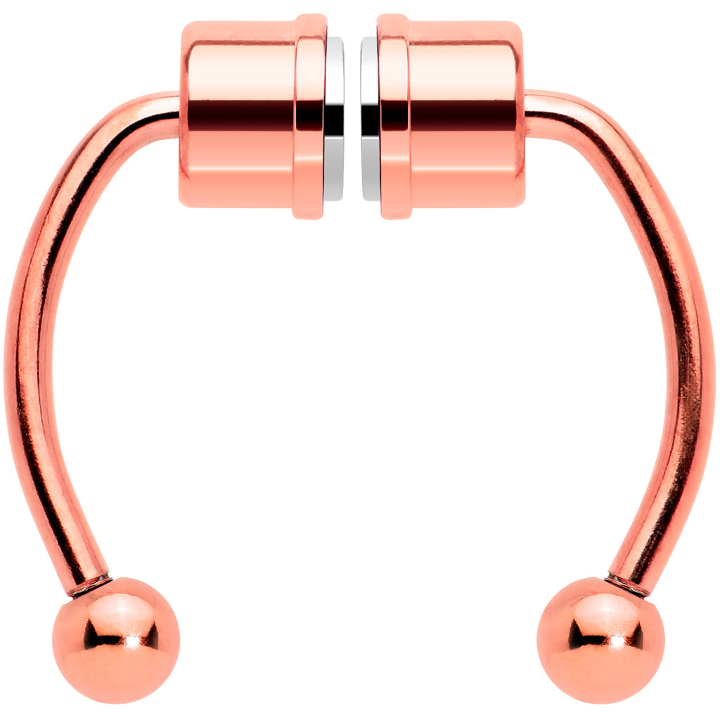 BodyCandy Rose Gold Tone Magnetic Septum Ring Horseshoe Non-Pierced Fake Nose Ring Set — lifestyle context