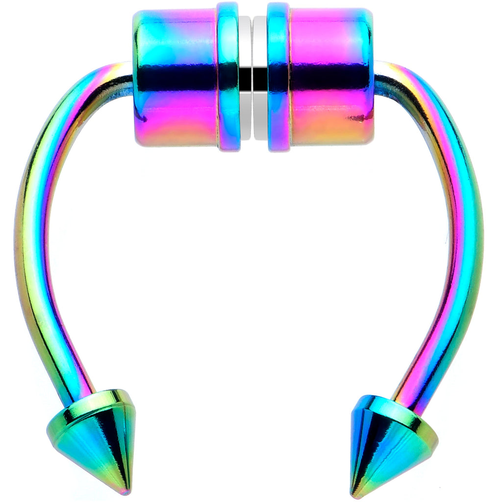 BodyCandy Rainbow PVD Magnetic Septum Ring Horseshoe Non-Pierced Fake Nose Ring Set — lifestyle context