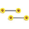 BodyCandy 14G 9/16 Sunny Simple Sunflower Barbell Nipple Ring Set — main product shot