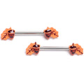 BodyCandy 14G 9/16 Acorn Oak Leaf Autumn Barbell Nipple Ring Set — main product shot