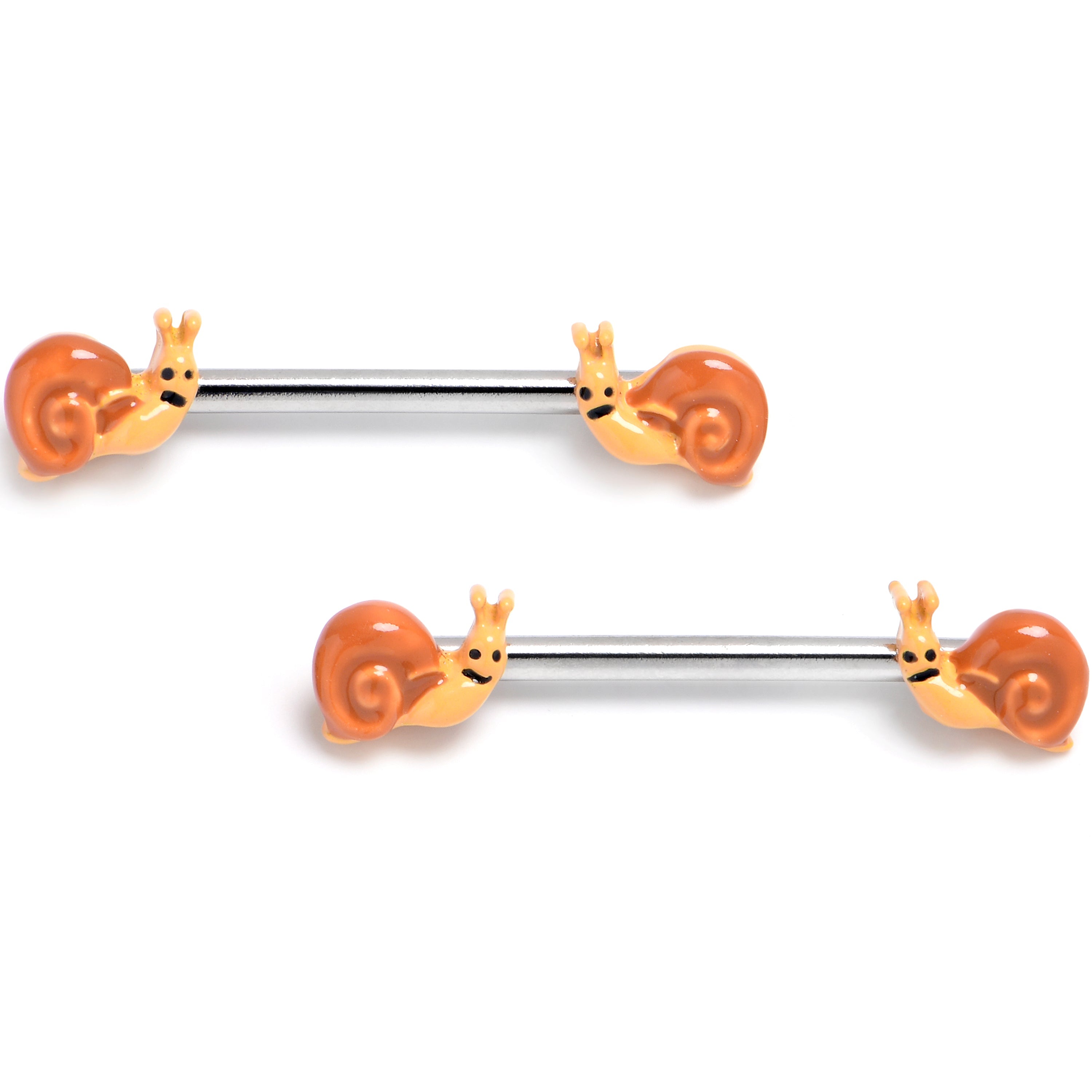 BodyCandy 14G 9/16 Cottagecore Snail Barbell Nipple Ring Set — main product shot