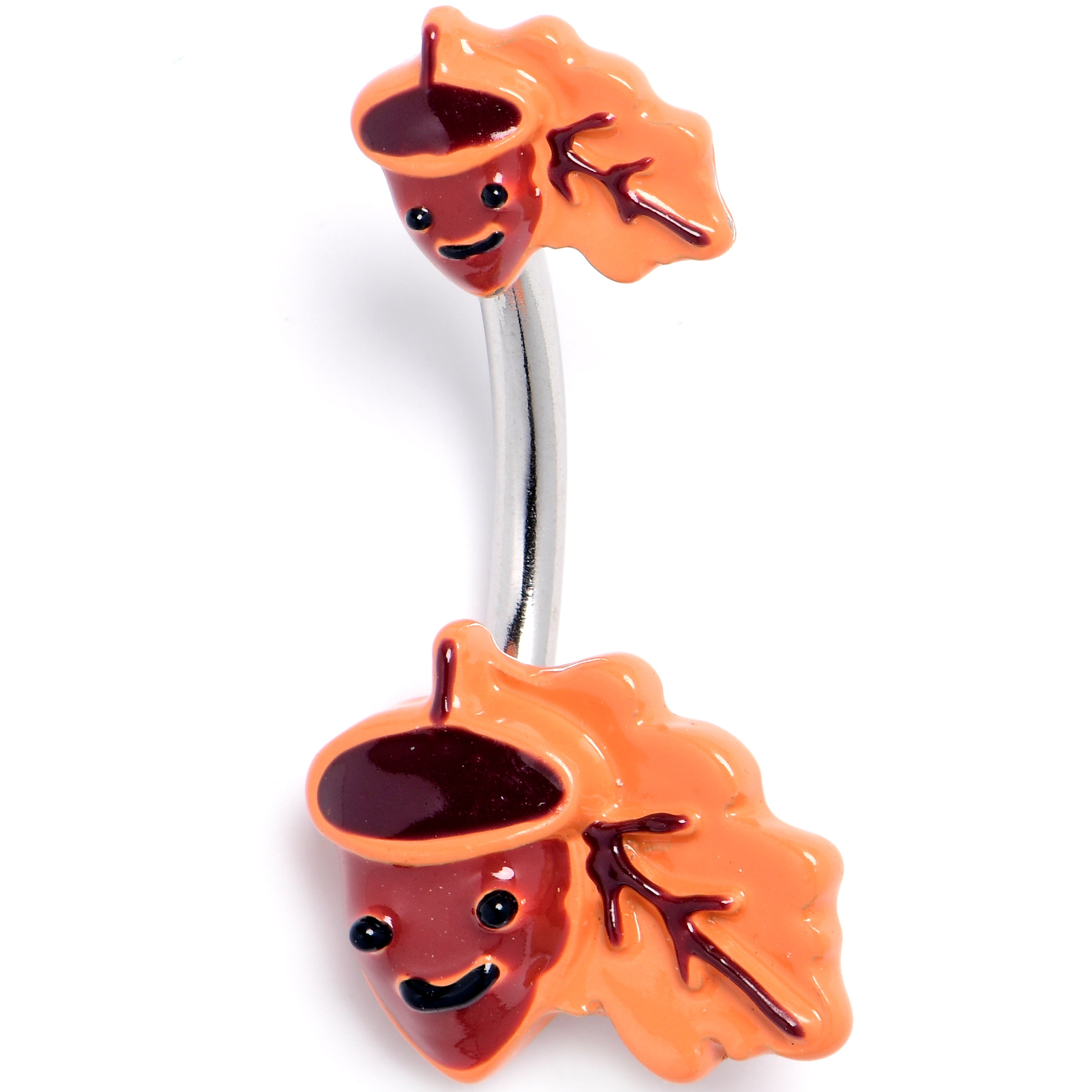 BodyCandy Acorn Oak Leaf Autumn Double Mount Belly Ring — main product shot