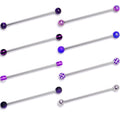 BodyCandy 14G Purple Gem Hearts Black Blue Industrial Barbell 38mm Set of 8 — main product shot