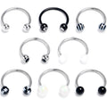 BodyCandy 16G 3/8 Pattern Black White Horseshoe Circular Barbell Set of 8 — main product shot