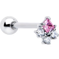 BodyCandy Pink Clear CZ Gem Rhombus Riot Barbell Tongue Ring — main product shot