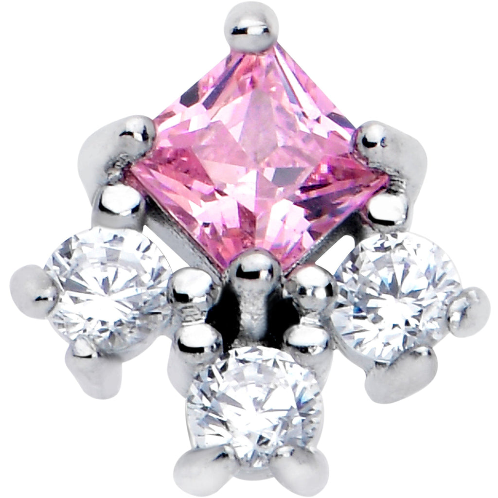 BodyCandy Pink Clear CZ Gem Rhombus Riot Barbell Tongue Ring — lifestyle context