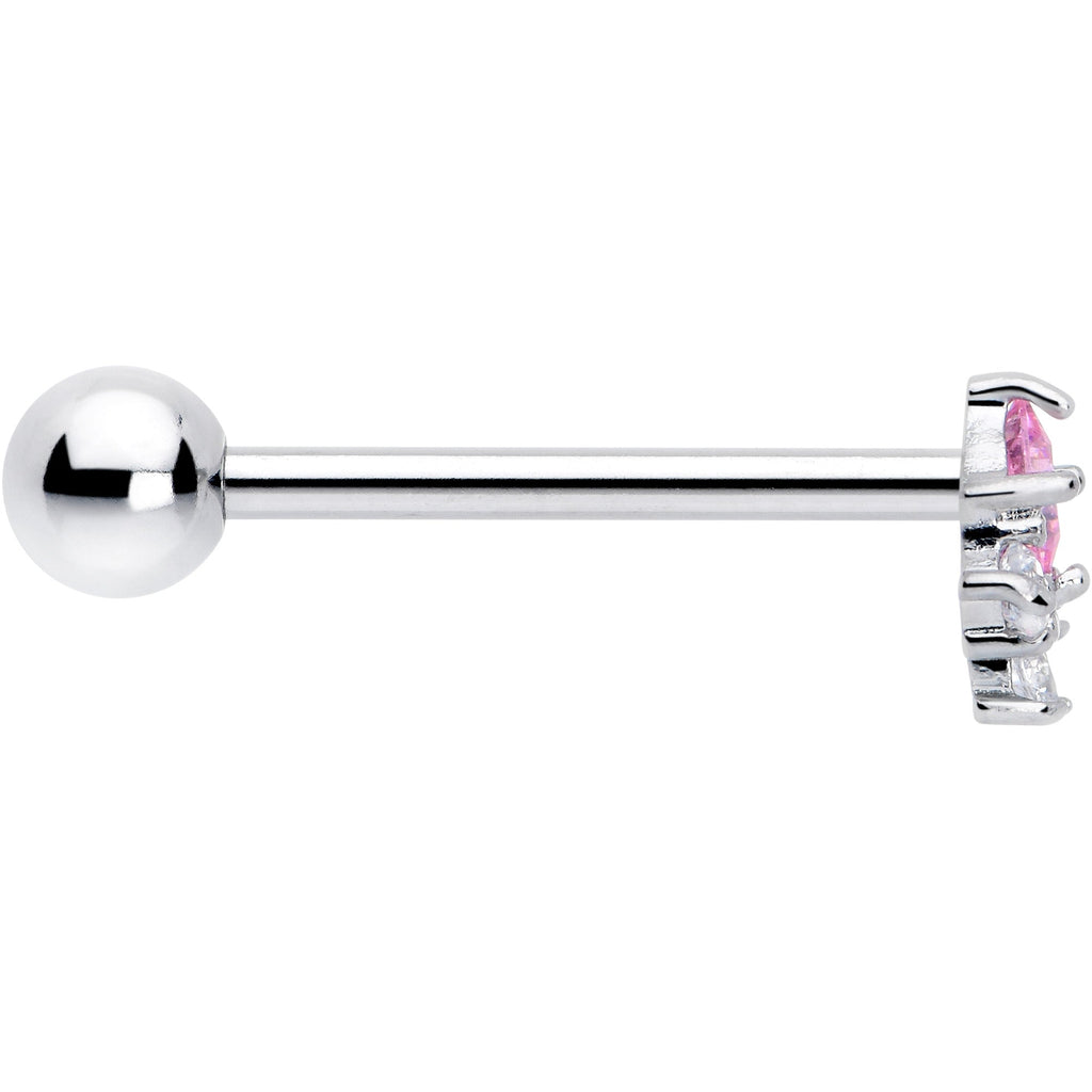 BodyCandy Pink Clear CZ Gem Rhombus Riot Barbell Tongue Ring — side view