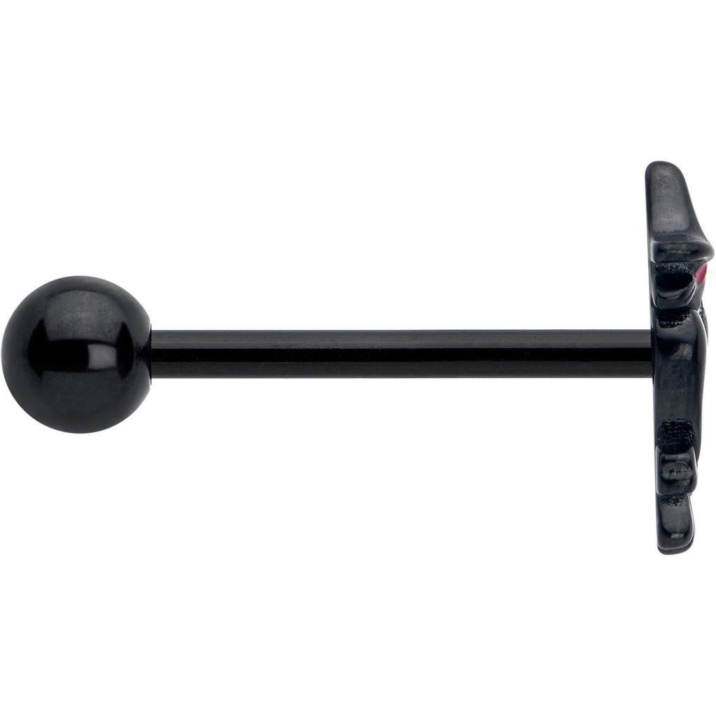 BodyCandy Black Raven Witch Barbell Tongue Ring — side view