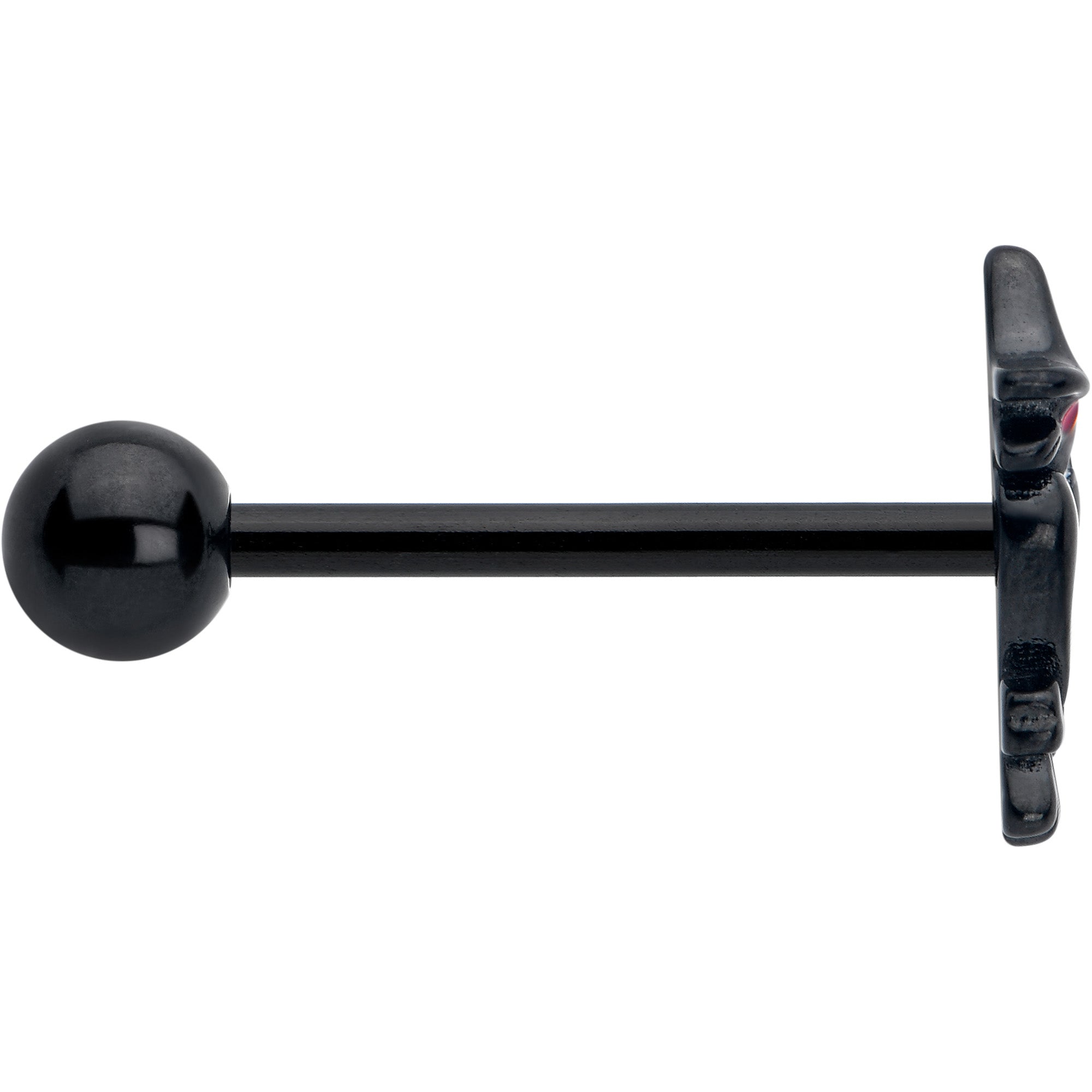 BodyCandy Black Raven Witch Barbell Tongue Ring — side view