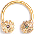 BodyCandy 16G 3/8 Vitrail Gem Gold Tone Blossom Bloom Circular Barbell — main product shot