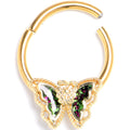 BodyCandy 16G 3/8 Vitrail Gem Gold Tone Classic Butterfly Hinged Segment Ring — main product shot