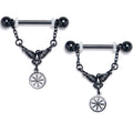 BodyCandy 14G 9/16 Black Raven Bird Wheel Dangle Nipple Ring Set — main product shot