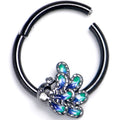 BodyCandy 16G 3/8 Clear Gem Black Peacock Green Hinged Segment Ring — main product shot