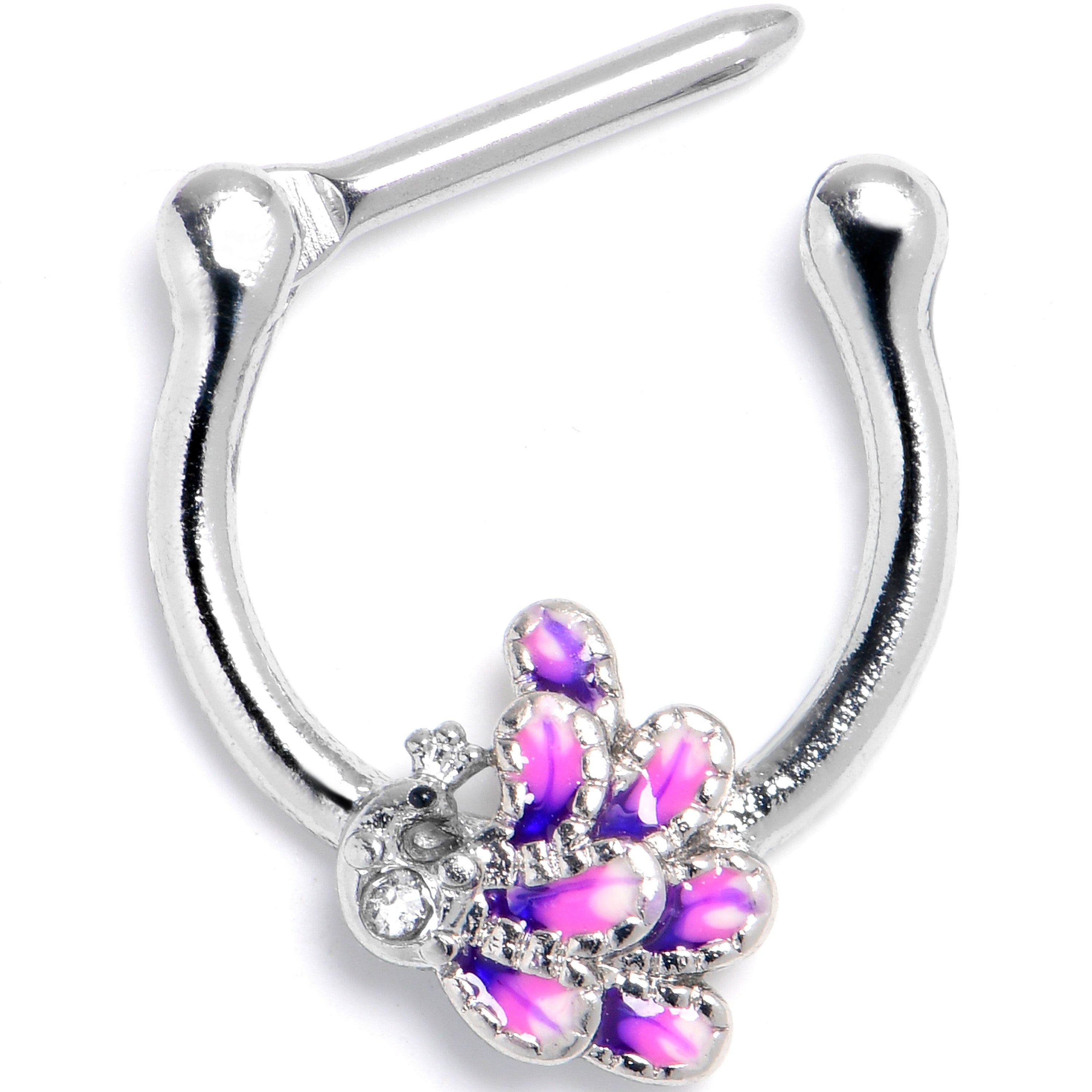 BodyCandy 16G 5/16 Black Gem Peacock Purple Cartilage Clicker — main product shot
