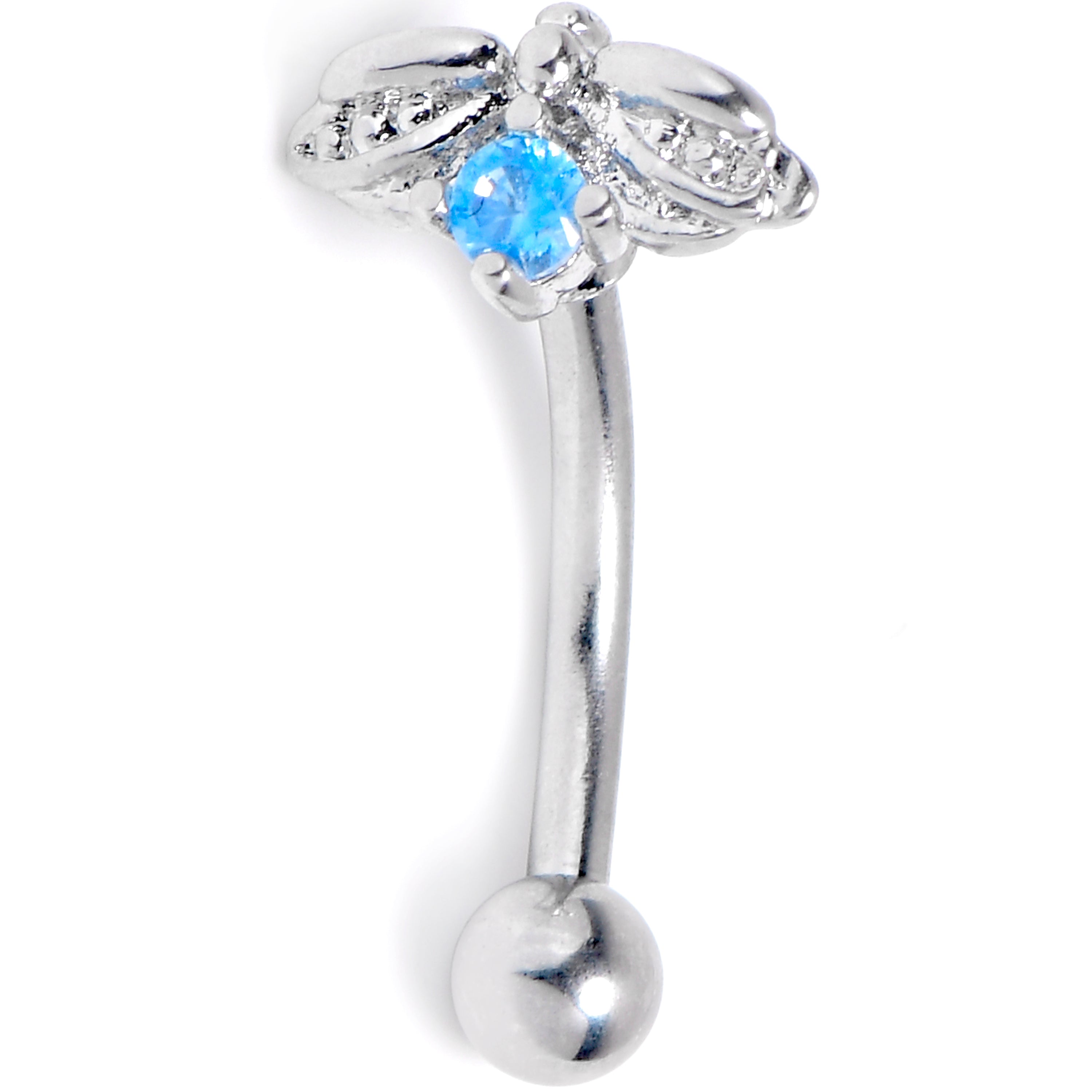 BodyCandy 16G 5/16 Blue Gem Beauty Bug Insect Curved Eyebrow Ring — main product shot