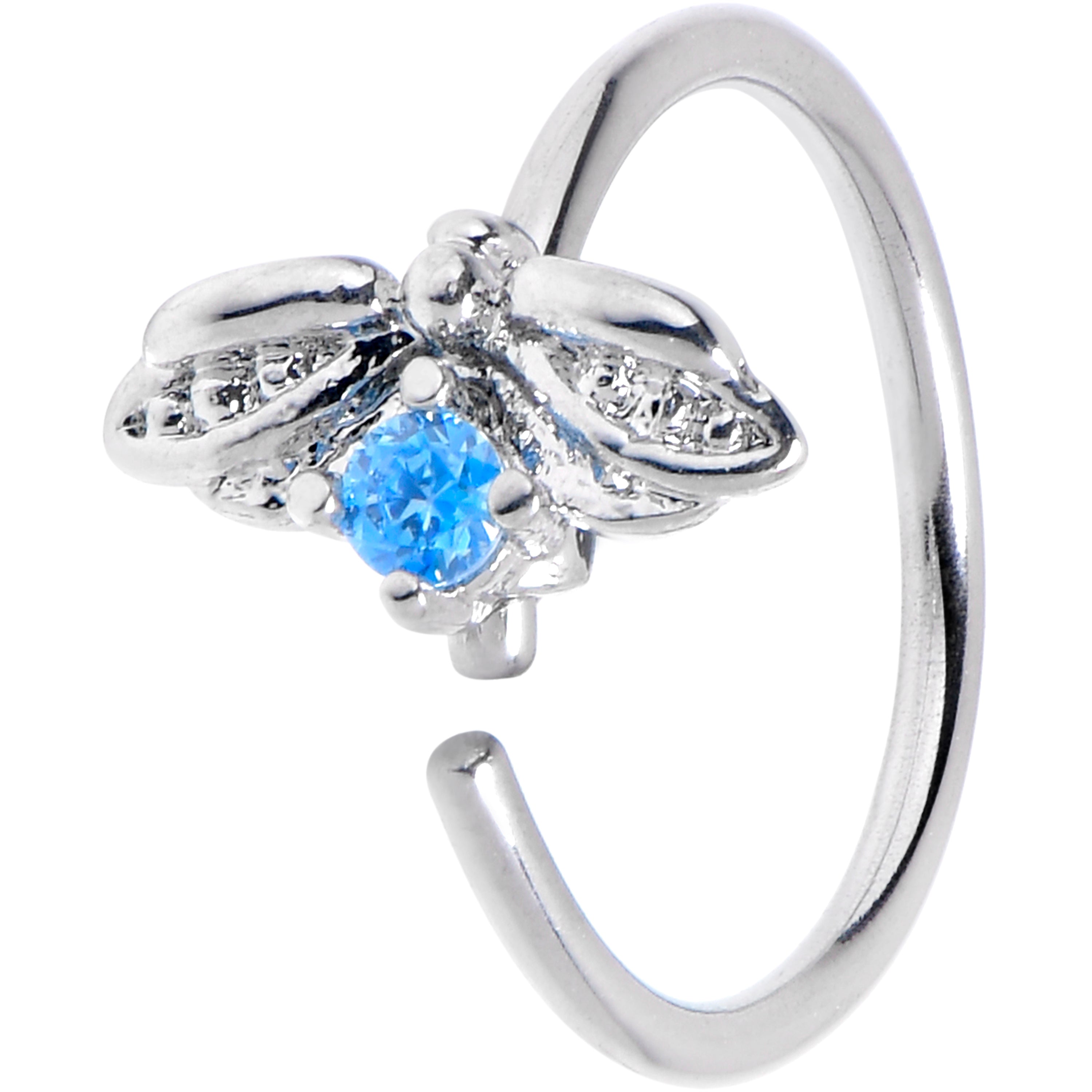 BodyCandy 20G 5/16 Blue Gem Beauty Bug Insect Nose Hoop — main product shot