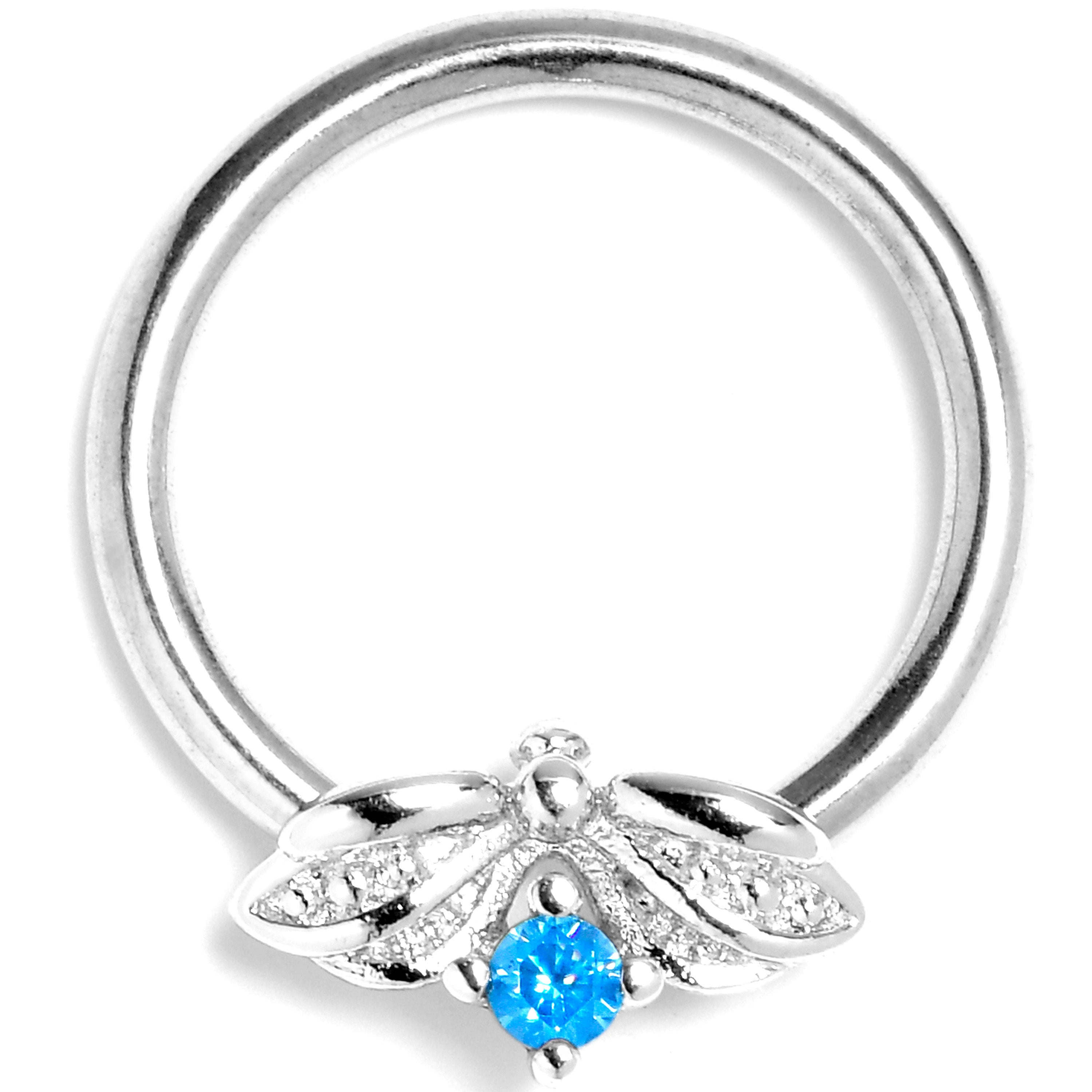 BodyCandy 16G 3/8 Blue Gem Beauty Bug Insect BCR Captive Ring — main product shot