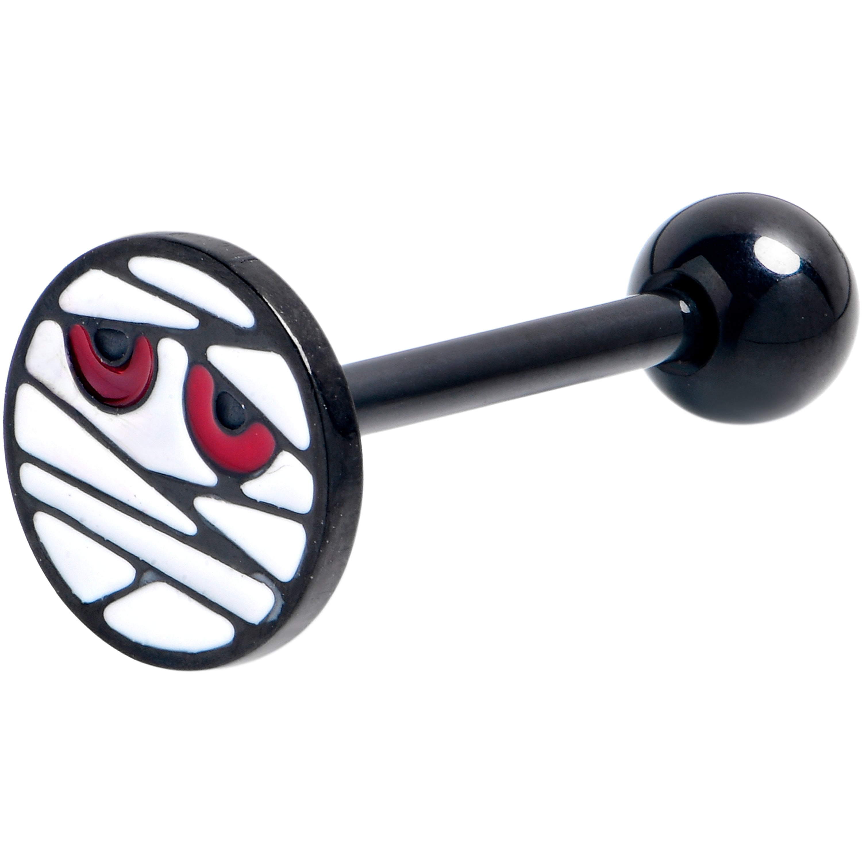 BodyCandy Black Halloween Mummy Barbell Tongue Ring — main product shot
