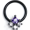 BodyCandy 16G 3/8 Purple CZ Gem Black Rhombus Riot BCR Captive Ring — main product shot