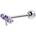 BodyCandy Purple Gem Embellished Dragonfly Barbell Tongue Ring — main product shot