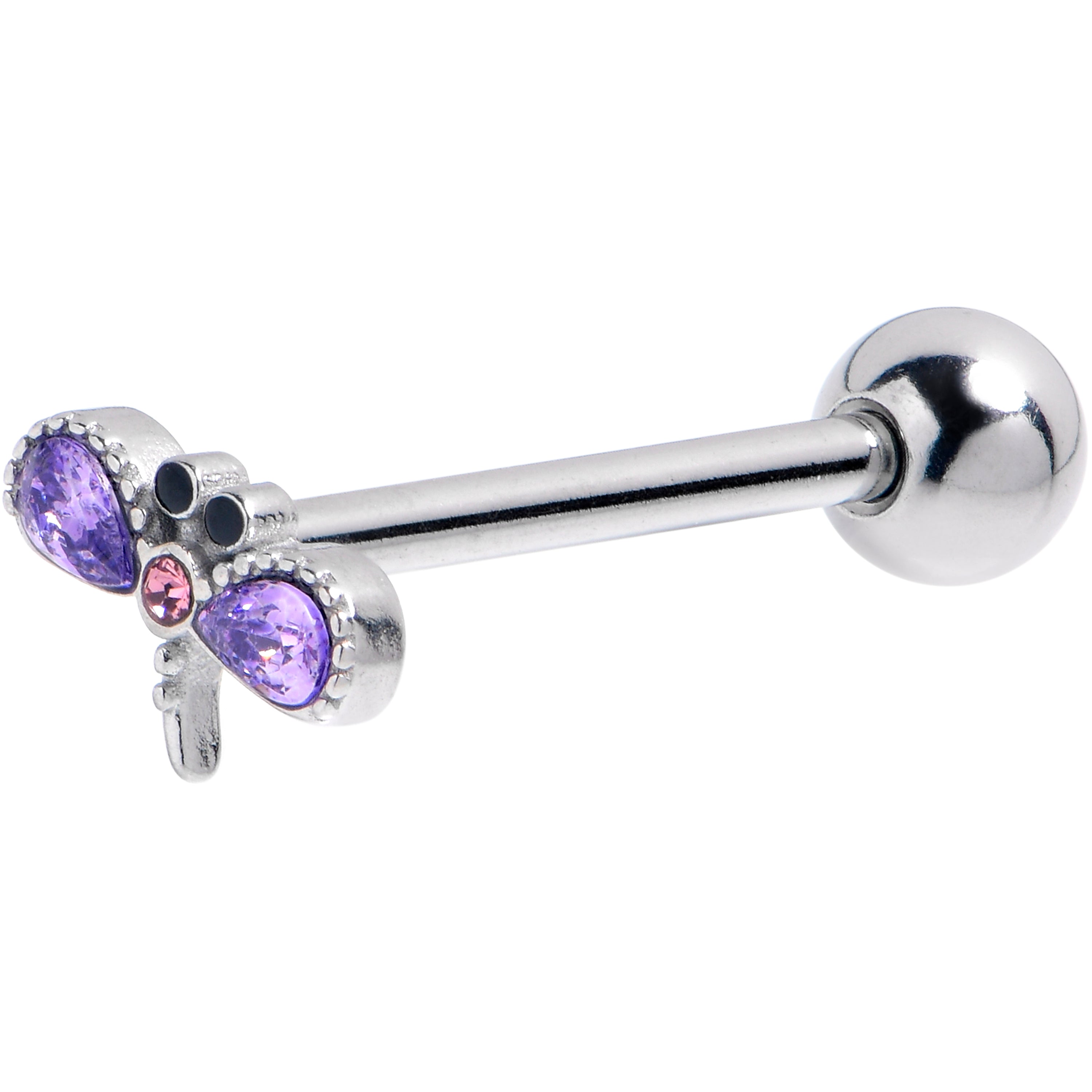 BodyCandy Purple Gem Embellished Dragonfly Barbell Tongue Ring — main product shot