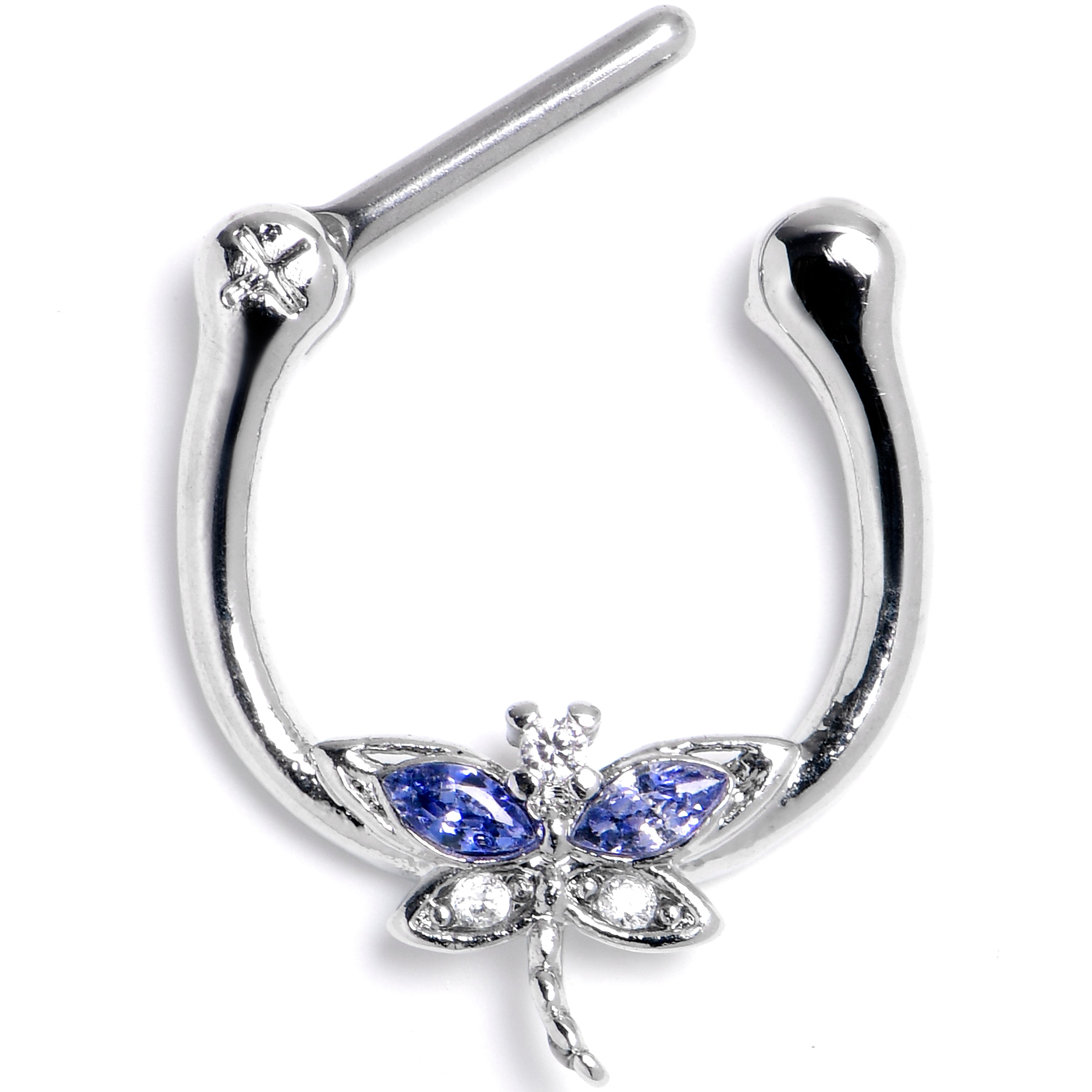 BodyCandy 16G  5/16 Blue Clear CZ Gem Dragonfly Style Cartilage Clicker — main product shot