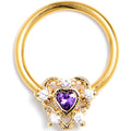 BodyCandy 16G Purple CZ Gem Gold Tone Heart of Love BCR Captive Ring — main product shot