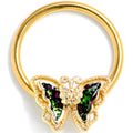 BodyCandy 16G 3/8 Vitrail Gem Gold Tone Classic Butterfly BCR Captive Ring — main product shot