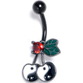 BodyCandy Red CZ Gem Black Yin Yang Cherry Belly Ring — main product shot