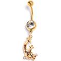 BodyCandy Clear CZ Gem Gold Tone Mom Baby Giraffes Dangle Belly Ring — main product shot