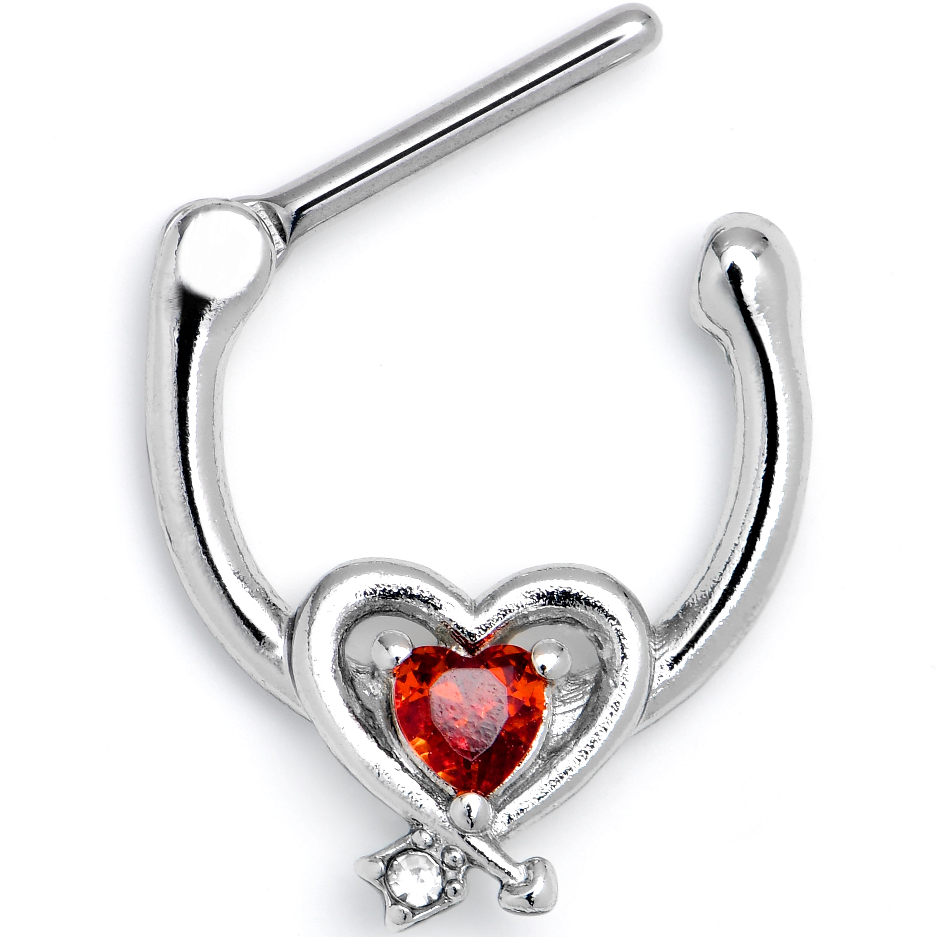 BodyCandy 16G 5/16 Red CZ Gem Wrapped in Heart Cartilage Clicker — main product shot