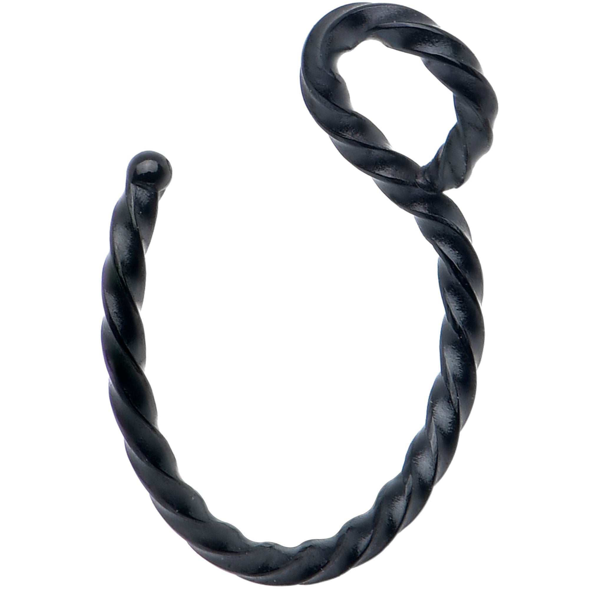 BodyCandy Black Twisted Stainless Steel Clip on Hoop Fake Nose Ring — main product shot