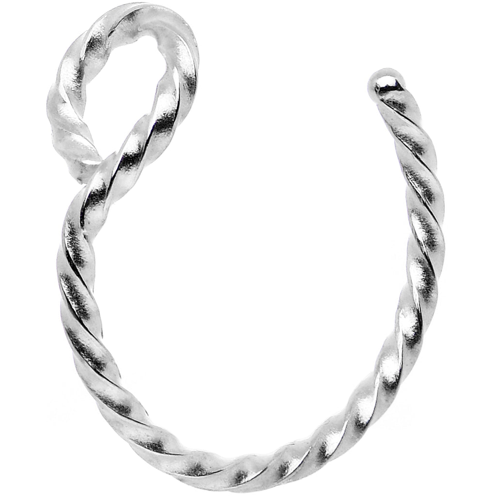 BodyCandy Silver Tone Twisted Stainless Steel Clip on Hoop Fake Nose Ring — lifestyle context