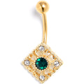 BodyCandy Green Clear Gem Gold Tone Classic Cross Belly Ring — main product shot