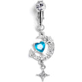 BodyCandy Clear Blue Gem Moon Lover Dangle Clip On Fake Belly Ring — main product shot
