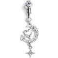 BodyCandy Clear Gem Moon Lover Dangle Clip On Fake Belly Ring — main product shot