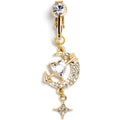 BodyCandy Clear Gem Gold Tone Moon Lover Dangle Clip On Fake Belly Ring — main product shot