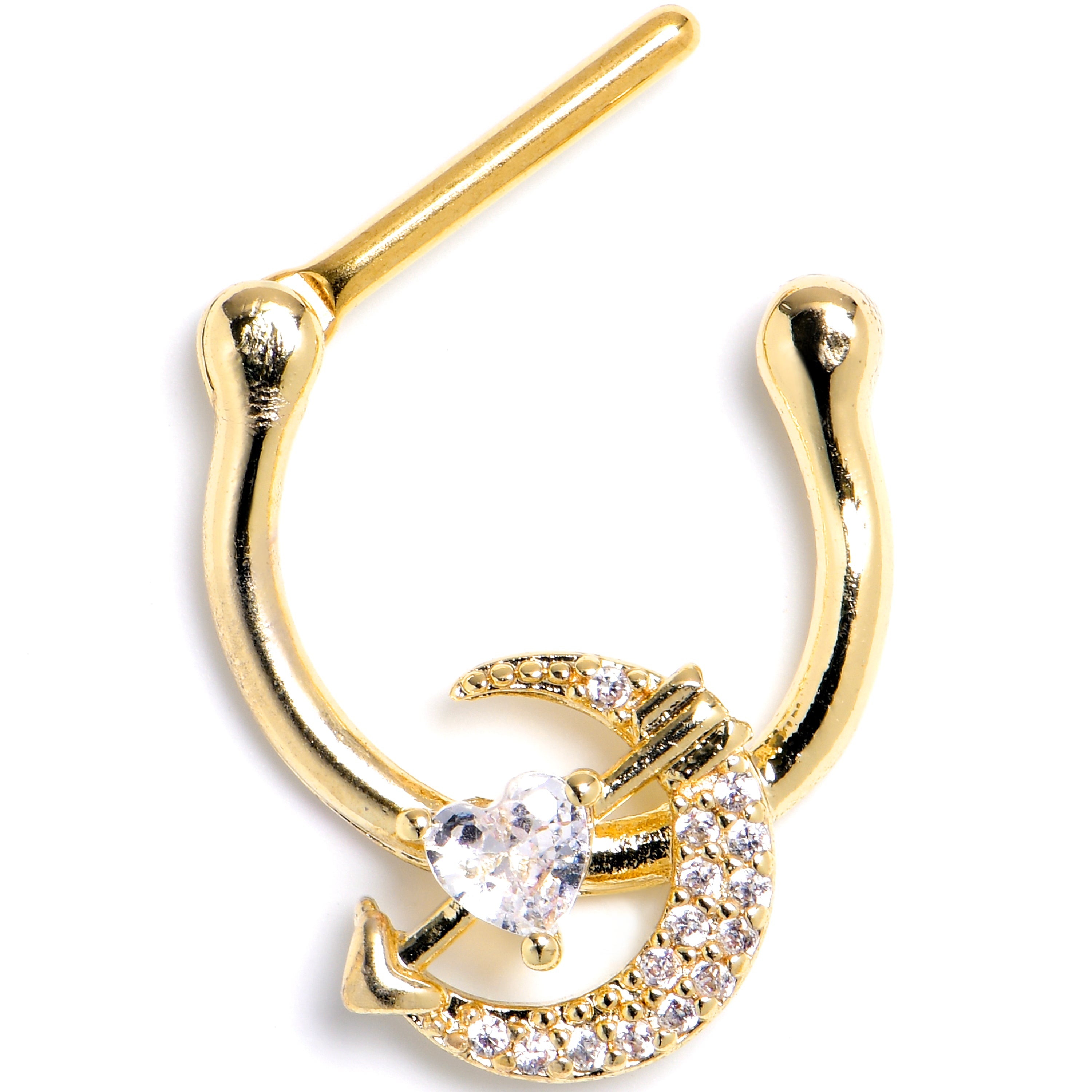 BodyCandy 16G 5/16 Clear CZ Gem Gold Tone Moon Lover Cartilage Clicker — main product shot