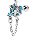 BodyCandy 16G 1/4 Blue Gem Spiderweb Chain Dangle Cartilage Tragus Earring — main product shot