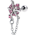 BodyCandy 16G 1/4 Pink Gem Spiderweb Chain Dangle Cartilage Tragus Earring — main product shot